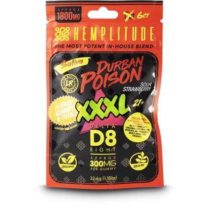 Hemplitude D8 Gummy 1800MG Durban Poison 6CT