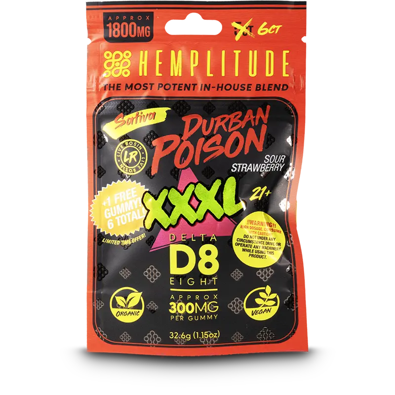 Hemplitude D8 Gummy 1800MG Durban Poison 6CT
