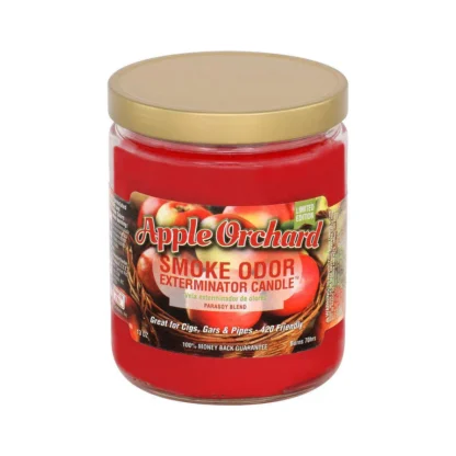 Smoke Odor Exterminator Candle Apple Orchard – fresh apple-scented enzyme candle for smoke, pet, and household odors.