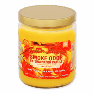 Smoke Odor Exterminator Candle Fall’n Leaves – enzyme candle for smoke, pet, and household odors with warm fall fragrance.