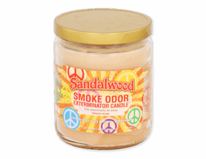 Smoke Odor Exterminator Candle Sandalwood – earthy warm enzyme candle for smoke, pet, and household odors.