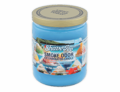 Smoke Odor Exterminator Candle Bermuda Beach – fresh tropical beach-scented enzyme candle for smoke, pet, and household odors.