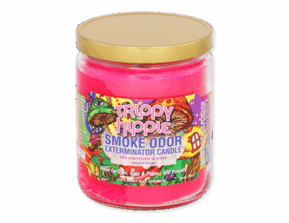 Smoke Odor Exterminator Candle Trippy Hippie – earthy floral incense enzyme candle for smoke, pet, and household odors.