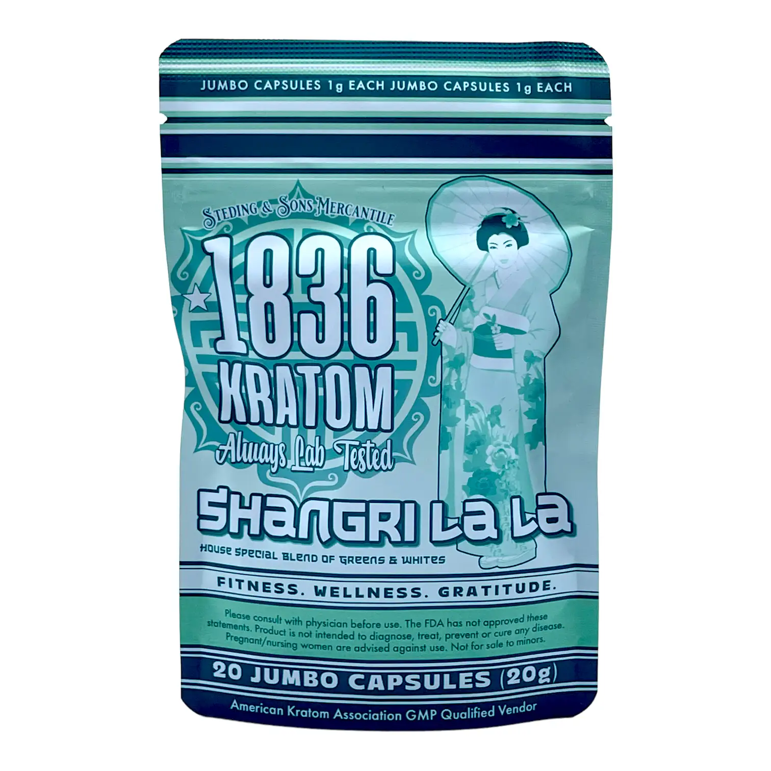 1836 kratom 20 count shangri la la capsules